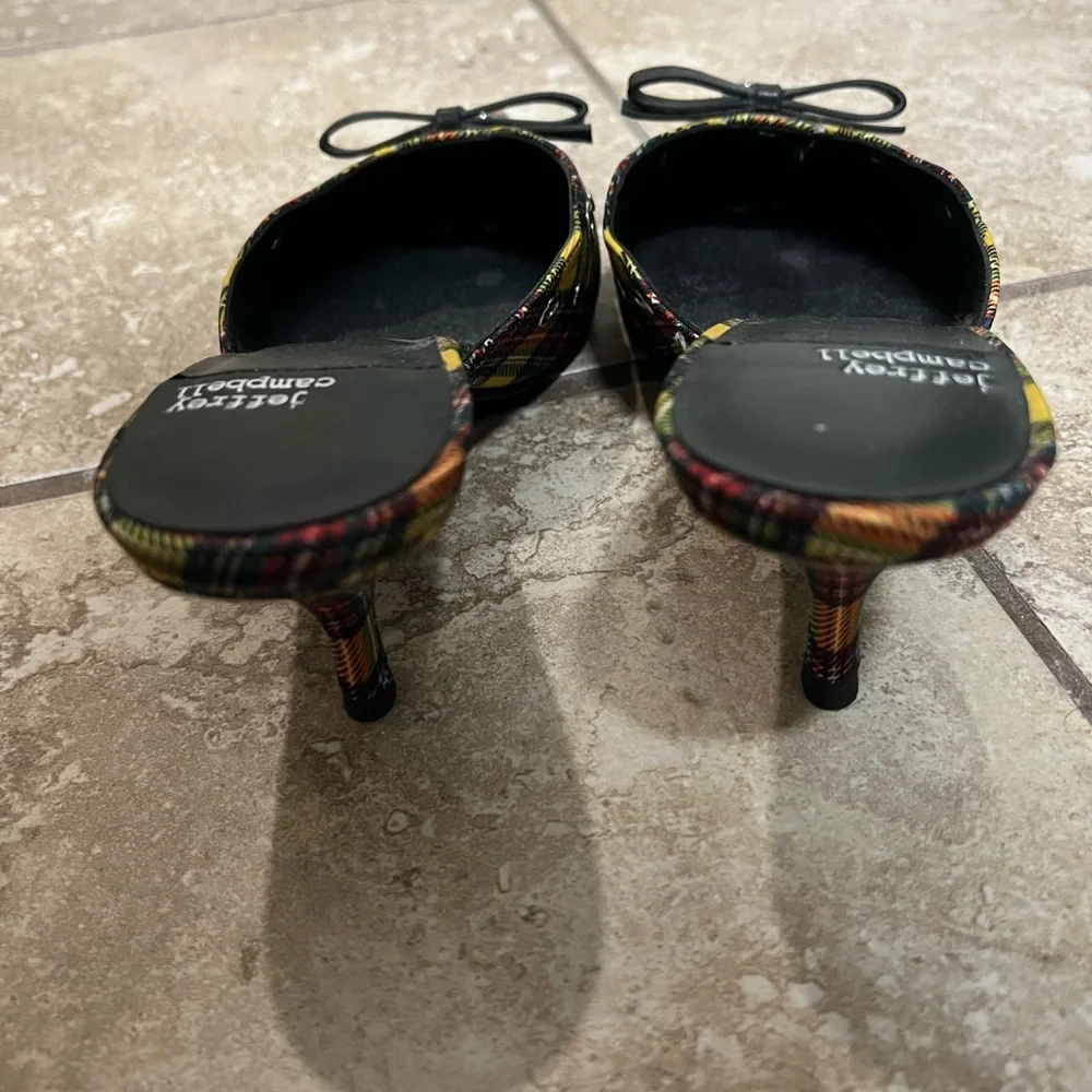 Jeffrey Campbell Yellow Plaid Gratis Mule Heels - Picture 4 of 5